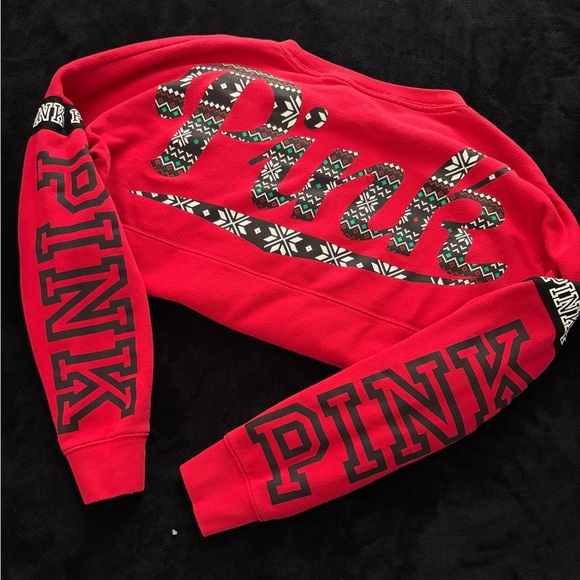 PINK Victoria's Secret Red Sweater with Black and White Accents - Picture 7 of 7